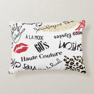 Cojín Decorativo Moda de París: patrón de glamour vintage.