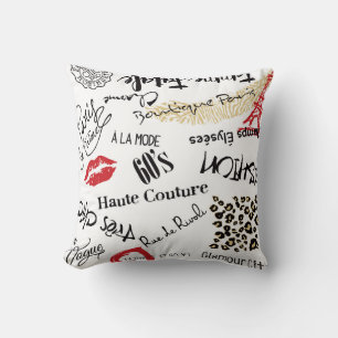 Cojín Decorativo Moda de París: patrón de glamour vintage.