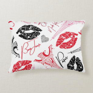 Cojín Decorativo Moda de París, patrón de la Torre Eiffel.