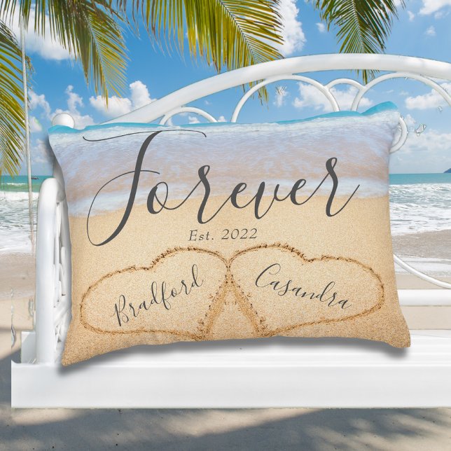 Cojín Decorativo Moda Dusty Blue Beach Parejas Corazón Arena (Subido por el creador)