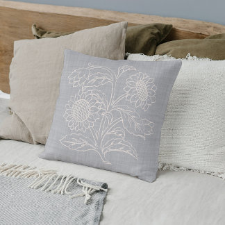 Cojín Decorativo Moda Fantasmas De Marfil Botánico En Gris Claro
