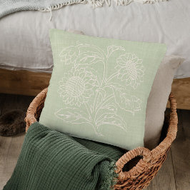 Cojín Decorativo Moda Fantasmas De Marfil Botánicos En Verde De Pri