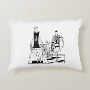 Cojín Decorativo Moda femenina Art Deco vintage en la playa