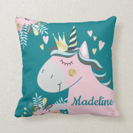 Cojín Decorativo Moda Floral Magical Unicornio Chica Personalizado