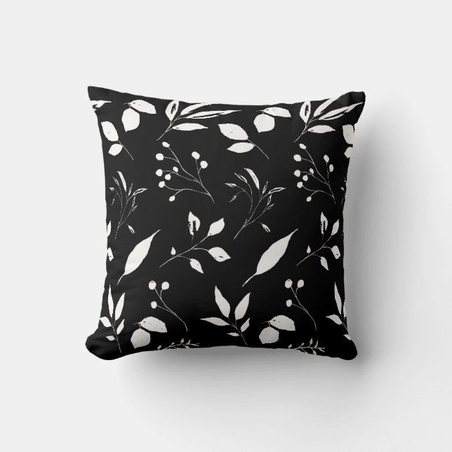 Cojín Decorativo Moda Foliage Blanco y negro (Anverso)