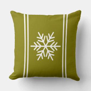 Cojín Decorativo Moda Golden Olive Festix White Stripes Snowflake