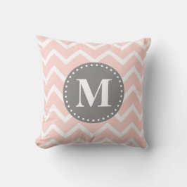 Cojín Decorativo Moda Gris blanco rosado Zigzag Chevron Monograma
