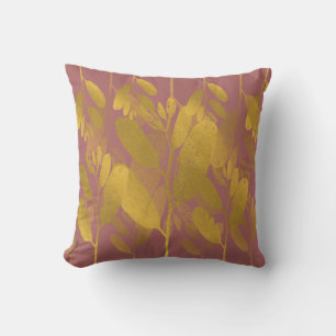 Cojín Decorativo Moda Hoja de Oro Púrpura Fondo Clásico