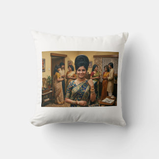 Cojín Decorativo Moda india retro de los 70 y peinado bouffant Il