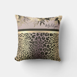 Cojín Decorativo Moda Lavender Gold Leopard Safari Personalizado Fl