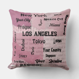 Cojín Decorativo moda mega ciudades rústicas de color rosa