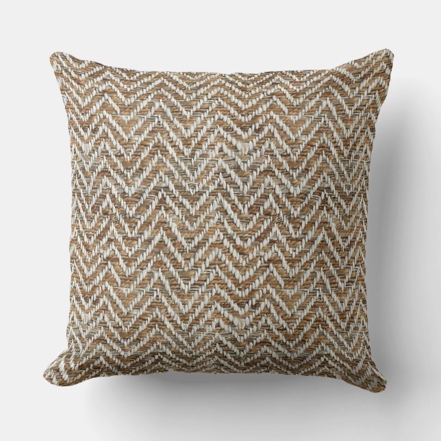 Cojín Decorativo Moda mocha mousse crema chevron (Anverso)