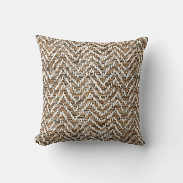 Cojín Decorativo Moda mocha mousse crema chevron (Anverso)