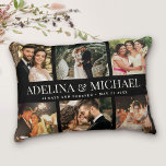 Cojín Decorativo Moda moderna de casamiento personalizado Elegante<br><div class="desc">Elegante y moderno boda keepsake,  este diseño personalizado de collage de fotos de fecha y nombre hace una hermosa presentación para tus fotos favoritas de tu día especial. ¡Un gran regalo para los recién casados o aniversarios! Esta es la versión negra.</div>