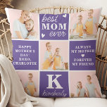 Cojín Decorativo Moda moderna MOM Collage de fotos personalizado mo<br><div class="desc">Presentamos el regalo perfecto para la mejor MOM de la historia - una almohada de collage fotográfico personalizada! Esta almohada elegante y moderna ofrece espacio para 5 fotografías especiales, creando un regalo único y sentimental que cualquier madre adoraría. Con los espacios para añadir un monograma personalizado inicial y nombre, y...</div>