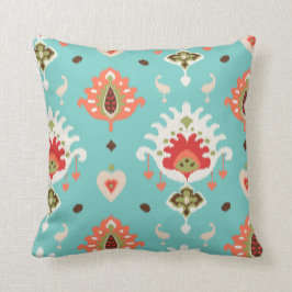 Cojín Decorativo Moda moderna naranja turquesa ikat patrón tribal
