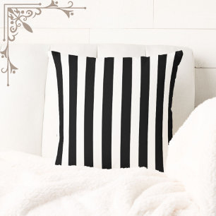 Cojín Decorativo Moda Moderno Negro + Blanco Café Stripes Elegante