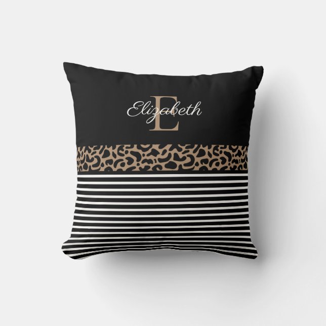 Cojín Decorativo Moda Monograma Leopardo Imprimir (Anverso)