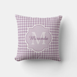 Cojín Decorativo Moda Monograma Ligero Morado Houndstoth Con Nombre