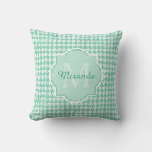 Moda Monograma Mint Green Houndstoth Con Nombre
