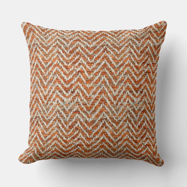 Cojín Decorativo Moda naranja crema chevron (Anverso)