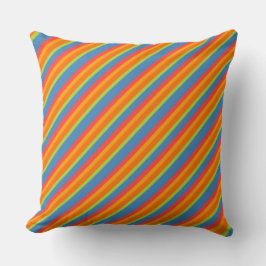 Cojín Decorativo Moda Naranja Marigold, Azul, Rayas Verdes