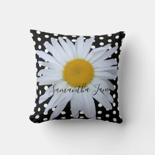 Cojín Decorativo Moda negra puntos de polka blanco Personalizado de