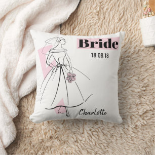 Cojín Decorativo Moda Novia Rosa Novia Rosa Fecha Nombre rosado de