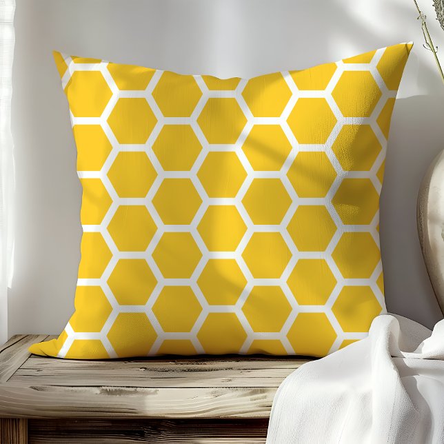 Cojín Decorativo Moda Patrón de abeja de miel amarillo (Subido por el creador)