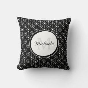 Cojín Decorativo Moda Puntos cardíacos de nombre monogramado blanco