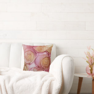 Cojín Decorativo Moda Resumen Rosa floral Brown Beige Púrpura