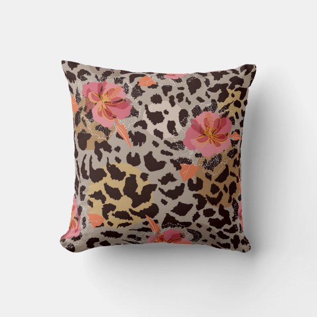 Cojín Decorativo Moda retro leopardo rosa doble (Anverso)