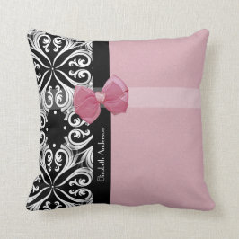 Cojín Decorativo Moda rosa y negra parisina se dobla con nombre