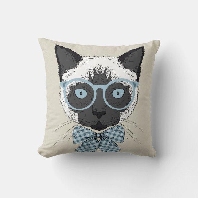 Cojín Decorativo Moda Smart del gato siamés (Anverso)