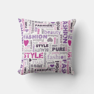 Cojín Decorativo Moda variada y palabras de estilo en un collage