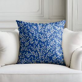 Cojín Decorativo Modalidad floral simple de granja en azul