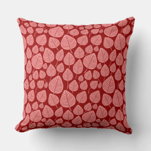 Cojín Decorativo Modelo 02 de la hoja - suavemente rosa en rojo de
