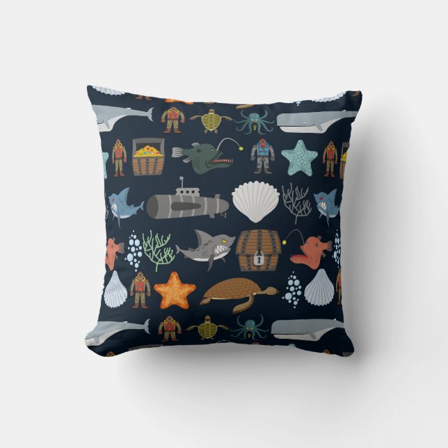 Cojín Decorativo Modelo 1 de los habitantes del océano (Anverso)