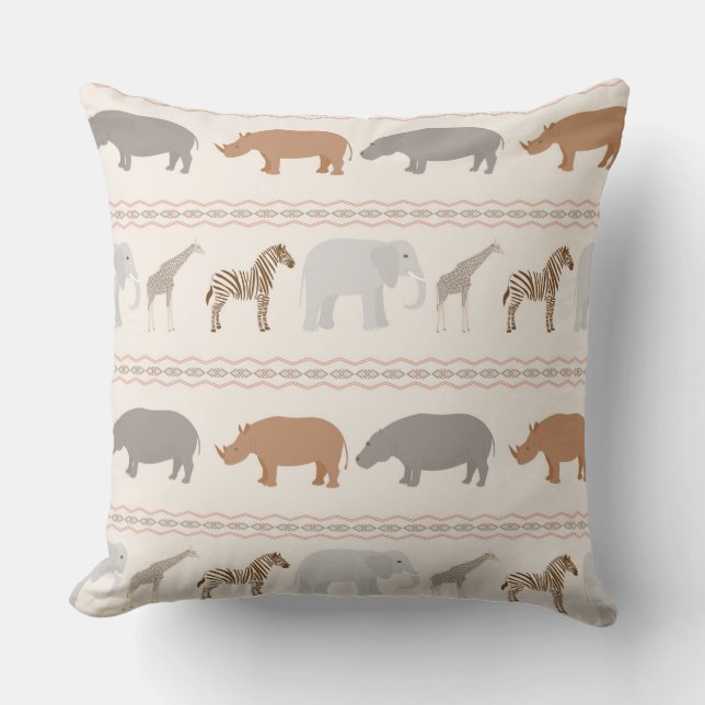 Cojín Decorativo Modelo africano 1 de los animales (Anverso)