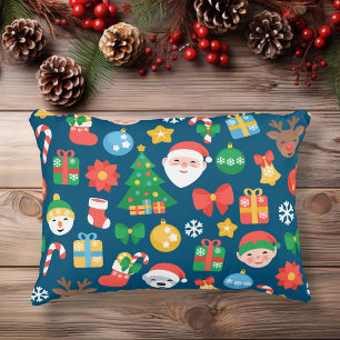 Cojín Decorativo Modelo alegre del navidad en azul