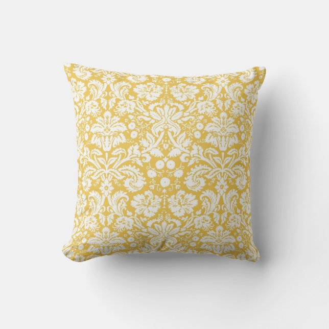 Cojín Decorativo Modelo amarillo del damasco (Anverso)