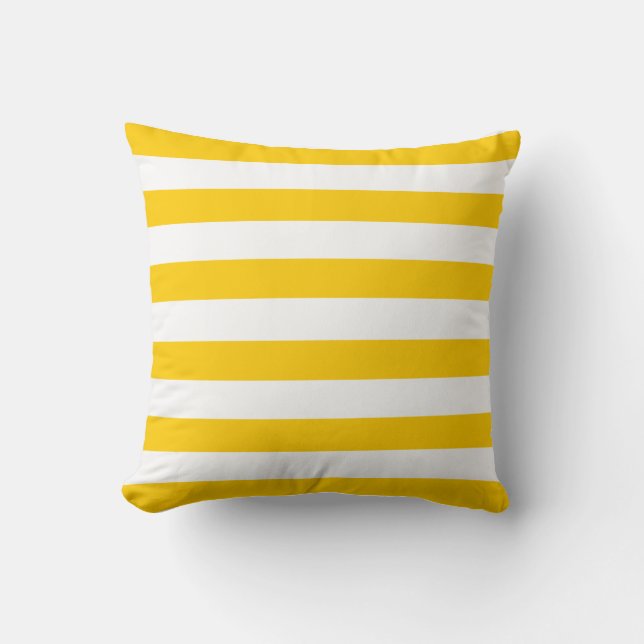 Cojín Decorativo Modelo amarillo y blanco de la raya (Anverso)