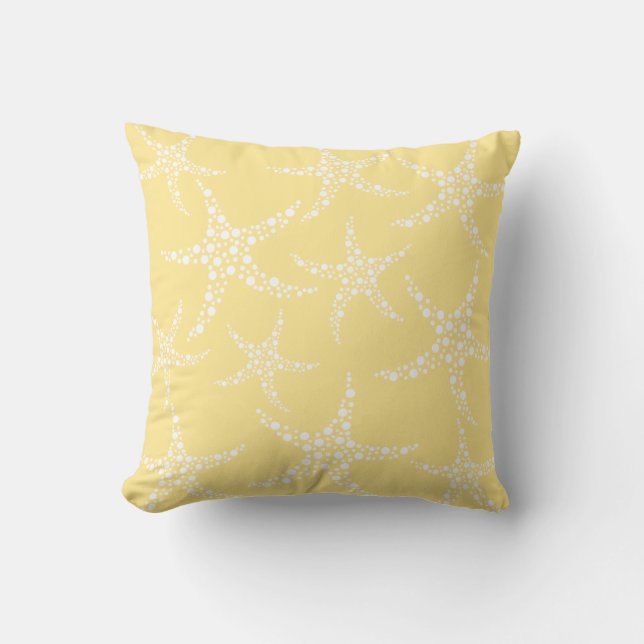 Cojín Decorativo Modelo amarillo y blanco de Sandy de las estrellas (Anverso)