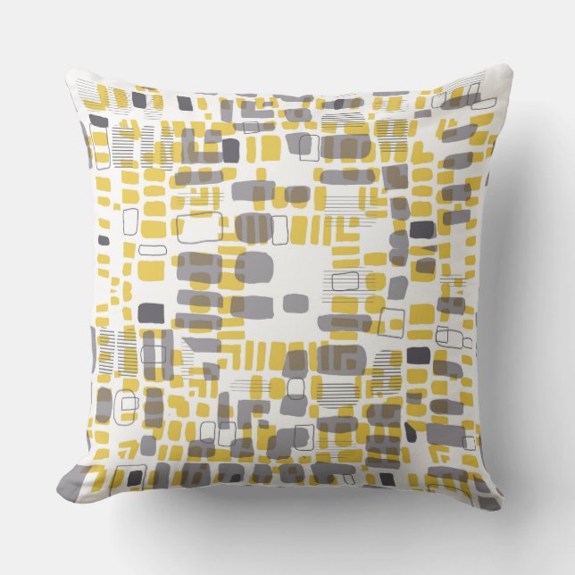 Cojín Decorativo Modelo amarillo y gris del punto (Anverso)