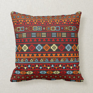 Cojín Decorativo Modelo azteca del estilo - rojo azul del amarillo