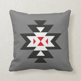 Cojín Decorativo Modelo azteca rojo blanco negro gris oscuro