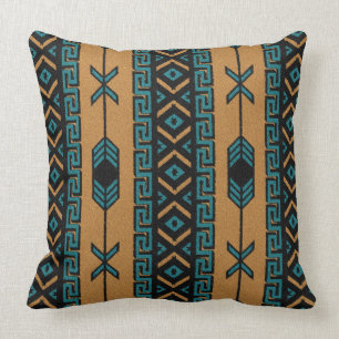 Cojín Decorativo Modelo azteca tribal del sudoeste de la turquesa y