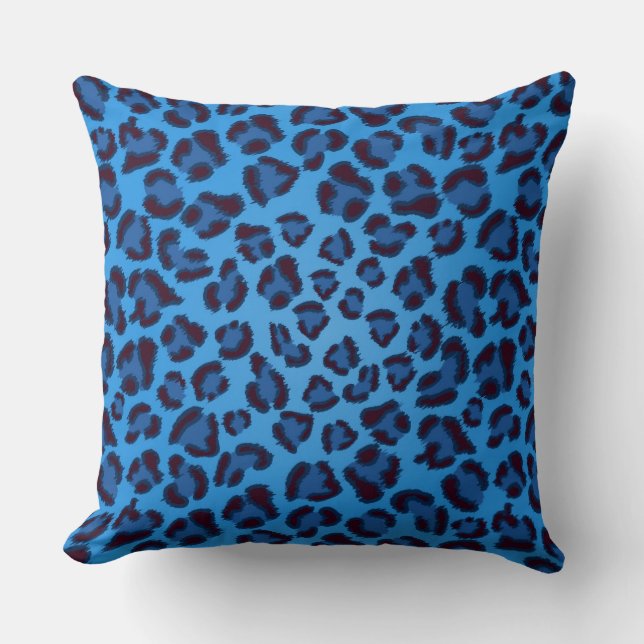 Cojín Decorativo modelo azul de la textura del leopardo (Anverso)
