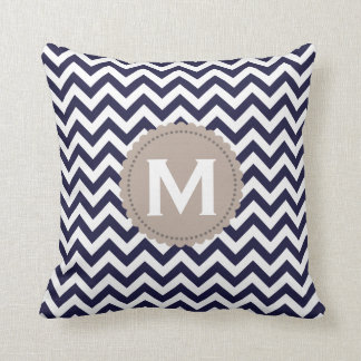Cojín Decorativo Modelo blanco de Chevron del monograma de los