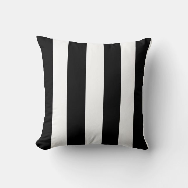 Cojín Decorativo Modelo blanco negro moderno de las rayas (Anverso)
